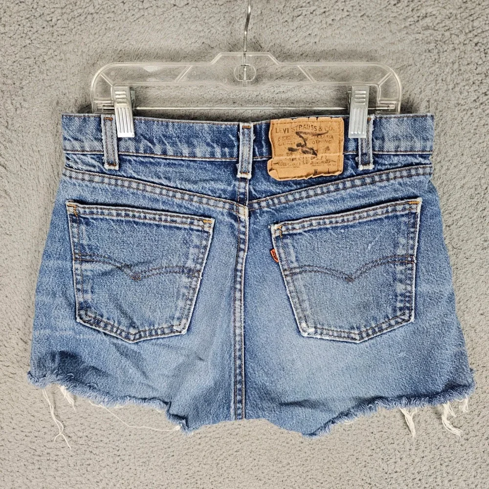 Levi's Shorts Women 30 Blue Vintage Petros Reworked Orange Tab Denim Cut Offs
